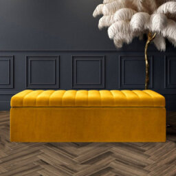 Safar 4Ft6 Ottoman Storage Box - Mustard Gold Plush Velvet