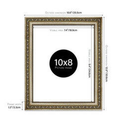 10X8 Champaign Ornate Picture Frame (25.4 X 20.3Cm) Poster, Photo, Artwork, Gallery Wall Or Print - thumbnail 2