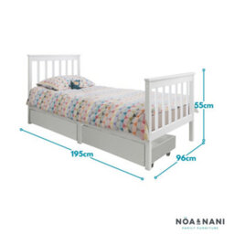 Nöa & Nani Noa & Nani Single Bed 3Ft Frame With 2 Storage Drawers In White Otis - thumbnail 7