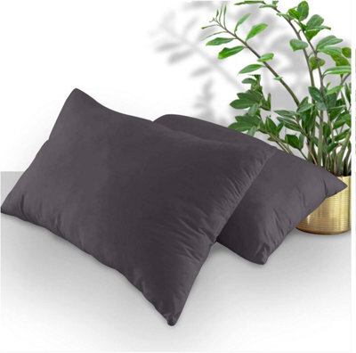 Gaveno Cavailia Plain Housewife Pillowcases Charcoal, Pair