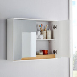 Home Source Florence Bathroom Mirror Hanging Wall Storage Cabinet White - thumbnail 3