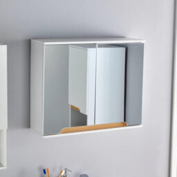 Home Source Florence Bathroom Mirror Hanging Wall Storage Cabinet White - thumbnail 2