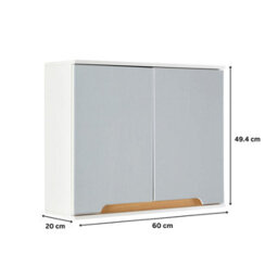 Home Source Florence Bathroom Mirror Hanging Wall Storage Cabinet White - thumbnail 7
