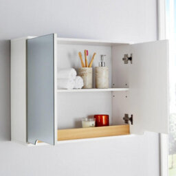 Home Source Florence Bathroom Mirror Hanging Wall Storage Cabinet White - thumbnail 5