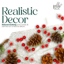 Pelle & Sol Christmas Crafts Set 130 Piece - Realistic Pine Cones And Berry Accessories - Diy Wreath Making Supplies - Ornaments - thumbnail 4