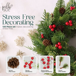 Pelle & Sol Christmas Crafts Set 130 Piece - Realistic Pine Cones And Berry Accessories - Diy Wreath Making Supplies - Ornaments - thumbnail 5