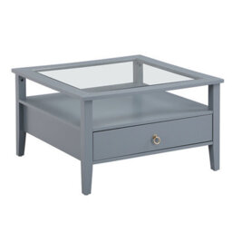 Furniture in Fashion Stanley Square Glass Coffee Table With 2 Drawers In Grey - thumbnail 3