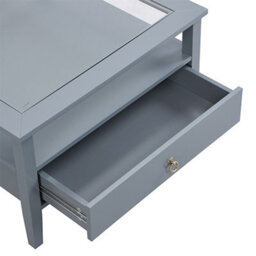 Furniture in Fashion Stanley Square Glass Coffee Table With 2 Drawers In Grey - thumbnail 7