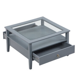 Furniture in Fashion Stanley Square Glass Coffee Table With 2 Drawers In Grey - thumbnail 6