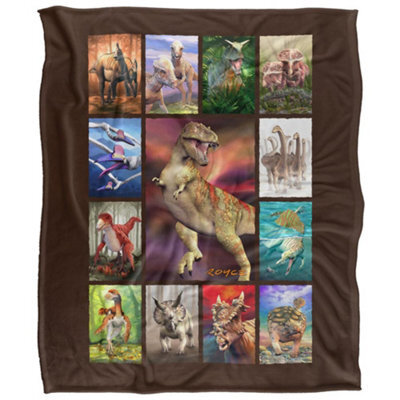 Royce Mcclure Silky Dino Mosaic Supersoft Blanket Multicoloured (152Cm X 127Cm) - image 1