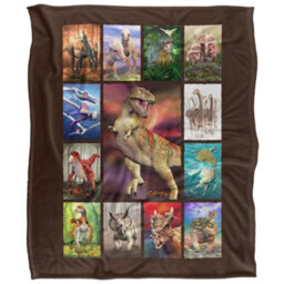 Royce Mcclure Silky Dino Mosaic Supersoft Blanket Multicoloured (152Cm X 127Cm) - thumbnail 1