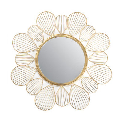Fine Décor Fine Decor Mr3725W Adrina Floral Petal Metallic Mirror Gold