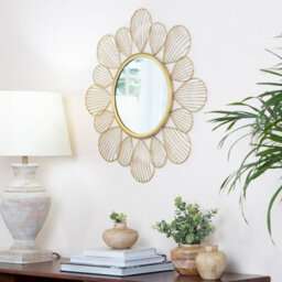 Fine Décor Fine Decor Mr3725W Adrina Floral Petal Metallic Mirror Gold - thumbnail 4