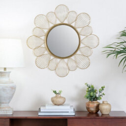 Fine Décor Fine Decor Mr3725W Adrina Floral Petal Metallic Mirror Gold - thumbnail 2