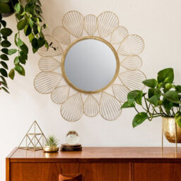 Fine Décor Fine Decor Mr3725W Adrina Floral Petal Metallic Mirror Gold - thumbnail 3