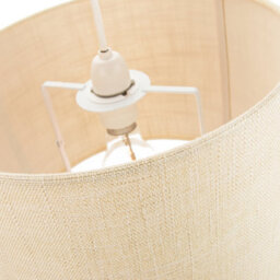 Happy Homewares Contemporary And Sleek 10 Inch Cream Linen Fabric Drum Lamp Shade 60W Maximum - thumbnail 2