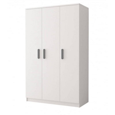 Arte Smyk Sm-19 White Matt Hinged Wardrobe 120Cm With Sophisticated Grey Handles - image 1