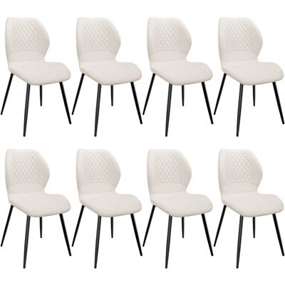 Longtoo Set Of 8 Dining Chairs ,linen Sponge Cushion ,metal Legs And Diamond Pattern Upholstered-Khaki. - image 1