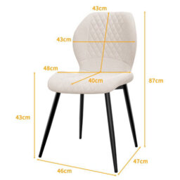 Longtoo Set Of 8 Dining Chairs ,linen Sponge Cushion ,metal Legs And Diamond Pattern Upholstered-Khaki. - thumbnail 3