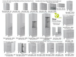 Impact Furniture Kitchen Cabinets Set 11 Units Oven Housing Modern Light Grey Gloss Storage Soft Close 2.4M Fitted Kitchen Star - thumbnail 9