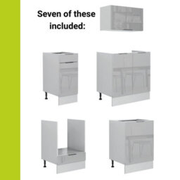 Impact Furniture Kitchen Cabinets Set 11 Units Oven Housing Modern Light Grey Gloss Storage Soft Close 2.4M Fitted Kitchen Star - thumbnail 7