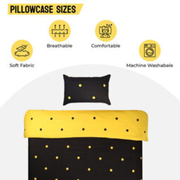 Ameha Printed Duvet Cover Matching Pillowcase 3Piece Set Reversible & Anti Allergic Black & Yellow Dotted Double (200X200Cm) - thumbnail 5