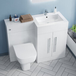 Nes Home White Rh Vanity Unit Basin Sink Cabinet 1100mm And Rimless Btw Toilet - thumbnail 3