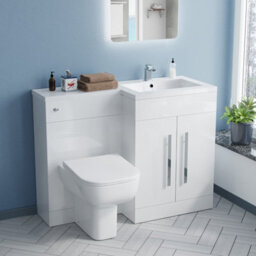 Nes Home White Rh Vanity Unit Basin Sink Cabinet 1100mm And Rimless Btw Toilet - thumbnail 1