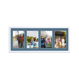 AK Frames 50X20Cm White Sleek Multi Photo Frame With Pompadour Mount - Holds 4 Apertures (4X) 6X4 Photos - thumbnail 1