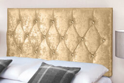 "Slumbre Diamond Cut Crushed Velvet 3Ft Single 20"" Headboard - Gold"
