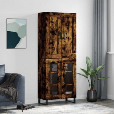 Berkfield Highboard Smoked Oak 69.5X34X180 Cm Engineered Wood - image 1