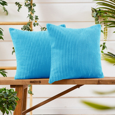 "Deconovo Set Of 2 Super Soft Corduroy Cushion Covers Sky Blue 18""x18""" - image 1