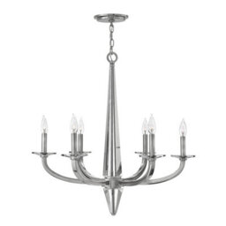 Luminosa Lighting Elstead Hinkley Ascher 6 Light Chandelier Polished Nickel - thumbnail 1