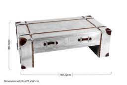 Orsina Coffee Table, Industrial Coffee Table, Aluminium Plated Silver Coffee Table, Modern Coffee Table With Storage - thumbnail 3