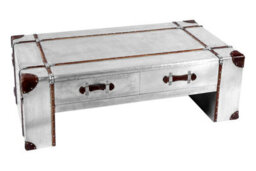 Orsina Coffee Table, Industrial Coffee Table, Aluminium Plated Silver Coffee Table, Modern Coffee Table With Storage