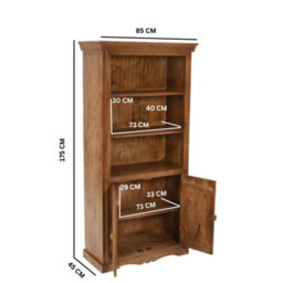 Wyld Haus Brighton Mango Wood Large Bookcase 3 Shelves And 2 Doors - thumbnail 4