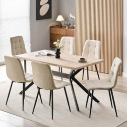 Longtoo Set Of 6 Linen Upholstered Dining Chairs With High Back And Modern Design,cream