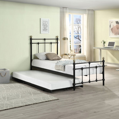 SlumberWorx Bayford Traditional Black Single Metal Bed Frame With Guest Trundle Bed - image 1