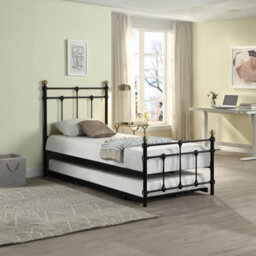 SlumberWorx Bayford Traditional Black Single Metal Bed Frame With Guest Trundle Bed - thumbnail 2