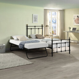SlumberWorx Bayford Traditional Black Single Metal Bed Frame With Guest Trundle Bed - thumbnail 3