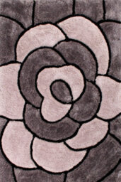 Rose Charcoal Shaggy Sparkle Easy To Clean Floral Optical/ (3D) Rug For Dining Room Bedroom And Living Room-60Cm X 110Cm - thumbnail 3