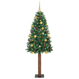 Vidaxl Slim Christmas Tree Green 180 Cm Pvc And Solid Pine Wood - thumbnail 1