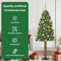 Vidaxl Slim Christmas Tree Green 180 Cm Pvc And Solid Pine Wood - thumbnail 7