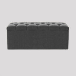 120Cm Luna Ottoman Storage Box - Steel Grey Velvet Upholstered Chesterfield Storage Ottoman Box
