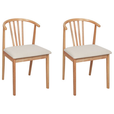 Beliani Set Of 2 Dining Chairs Craig Wood Light Brown/ Beige - image 1