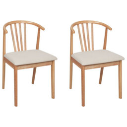Beliani Set Of 2 Dining Chairs Craig Wood Light Brown/ Beige - thumbnail 1