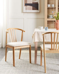 Beliani Set Of 2 Dining Chairs Craig Wood Light Brown/ Beige - thumbnail 2