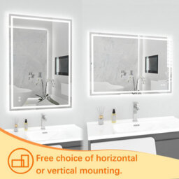 T&k Bathroom Led Mirror 100X70Cm, Anti-Fog, 3-Colours Dimmable, Adjustable Brightness, Touch Control&memory Function - thumbnail 6