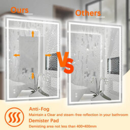 T&k Bathroom Led Mirror 100X70Cm, Anti-Fog, 3-Colours Dimmable, Adjustable Brightness, Touch Control&memory Function - thumbnail 5