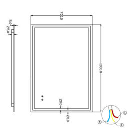 T&k Bathroom Led Mirror 100X70Cm, Anti-Fog, 3-Colours Dimmable, Adjustable Brightness, Touch Control&memory Function - thumbnail 7